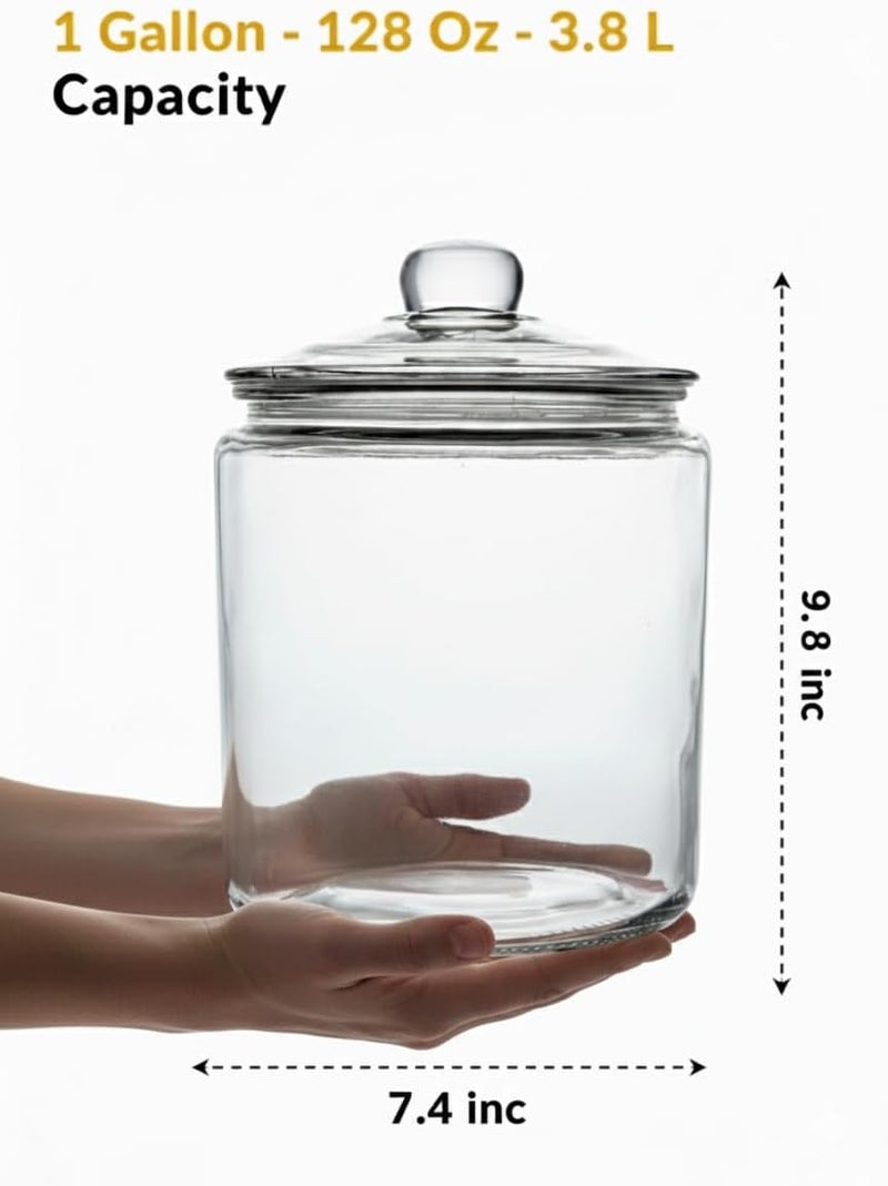WERRO Glass Cookie Jar - 1 Gallon Wide Mouth Glass Jar With Lid - Extra Gasket - Large Food Storage Container, Candy Jar With Airtight Lid, Pet Food, Flour, Detergent Pods, Kitchen or Laundry Room - Image 2